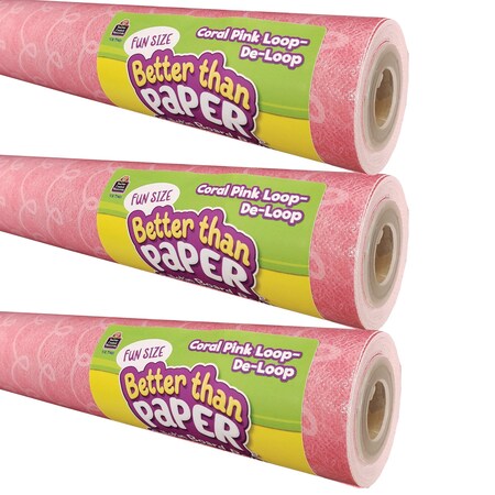 Teacher Created Resources Fun Size Better Than Paper Bulletin Board Roll, 18in. x 12ft., Coral Pink Loop-De-Loop, 3PK 77401